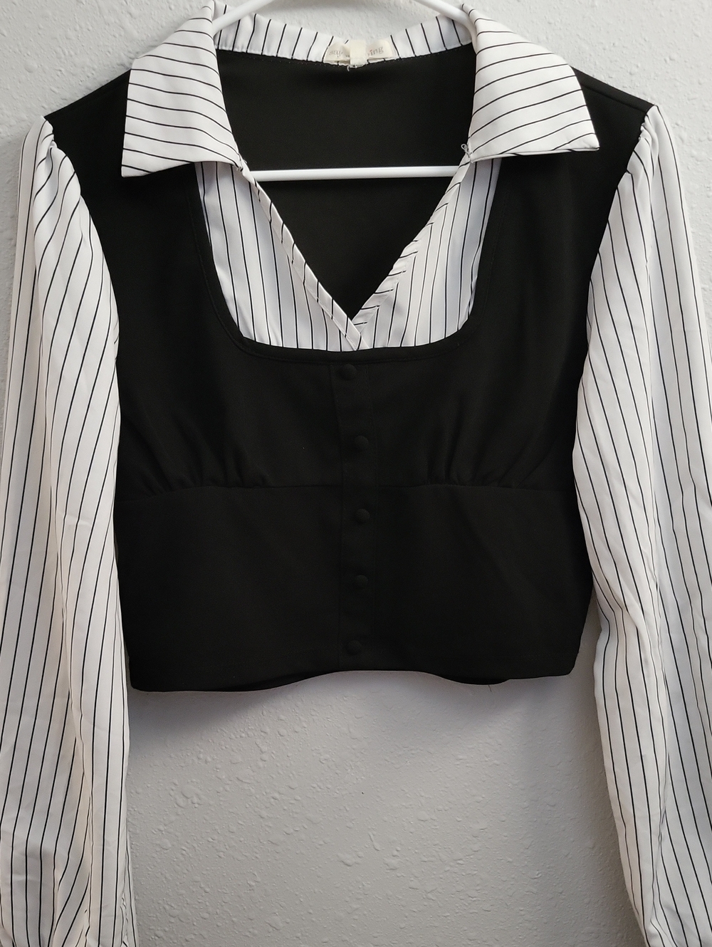 Black Layered Shirt-Style Women's Top